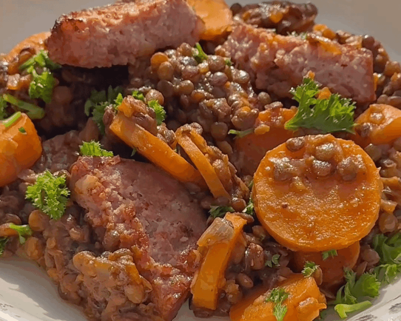 Ragoût de lentilles et saucisson de Gamay