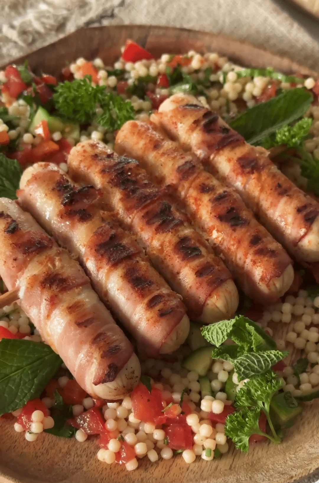 Salade de couscous perlé aux saucisses lardées | Del Maître